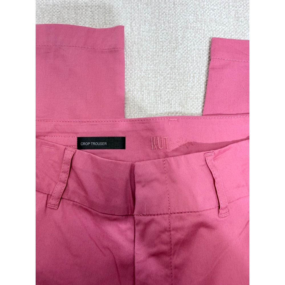 Kut from the Kloth Pink Crop Trouser Pants Womens Size 8 Straight Leg Mid Rise - Picture 4 of 6